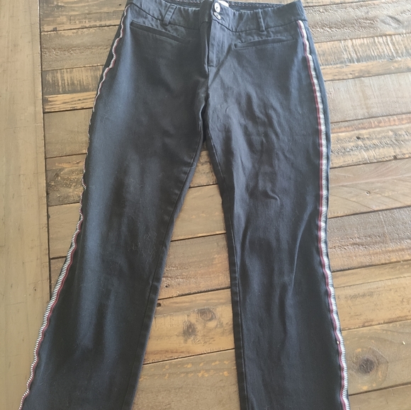 Anthropologie The Essential Slim Ankle Side Stripe Trouser Pants Black 4 - Picture 6 of 6